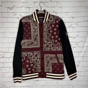 Doggs Supply by Snoop Dogg Bandana Varsity‎ Jacket – Burgundy & Black Size Small